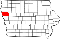 Map of Woodbury County in Iowa