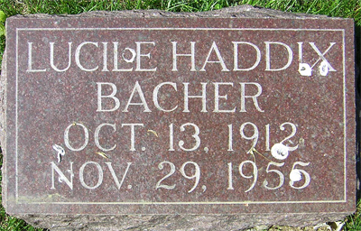 Lucille Bacher tombstone