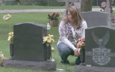 Shannon at her father's grave site