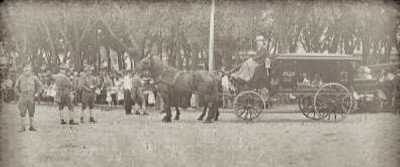 The funeral procession for the Moore family and Stillinger sisters. (Courtesy photo Ancestry.com - "The Funeral in the Park")
