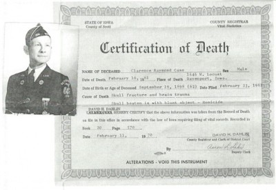 Clarence Case death certificate