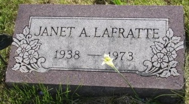 Janet LaFratte gravestone in Calvary Cemetery in Churchill. (Courtesy findagrave)