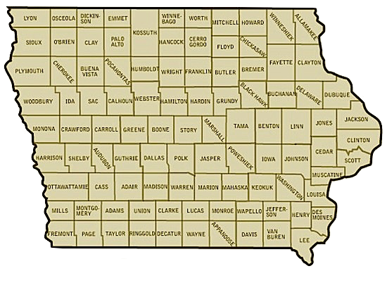 Iowa Interactive Map by County
