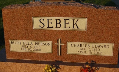 Ruth and Charles Sebek gravestone