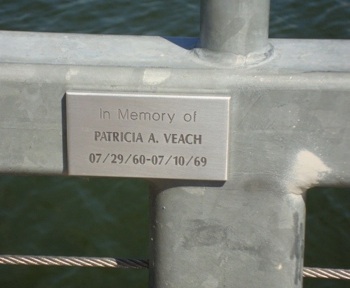 Gray's Lake Memorial Bridge plaque for Patricia Veach 2010