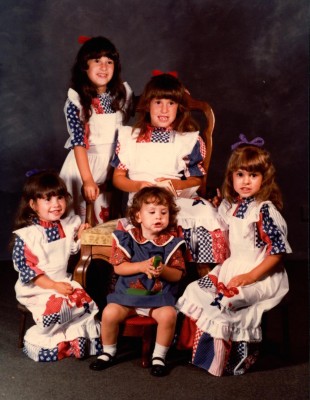 Kim Loose, front right, with her sisters Lorrie and Julie (back), Tammy and toddler Terri.