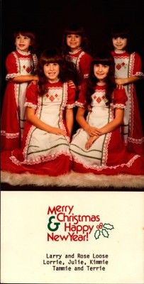 Kim Loose and sisters, Christmas card