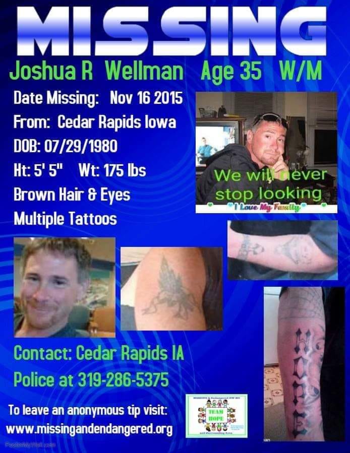 Joshua Wellman missing persons poster