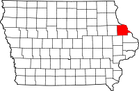 Iowa map showing Dubuque County